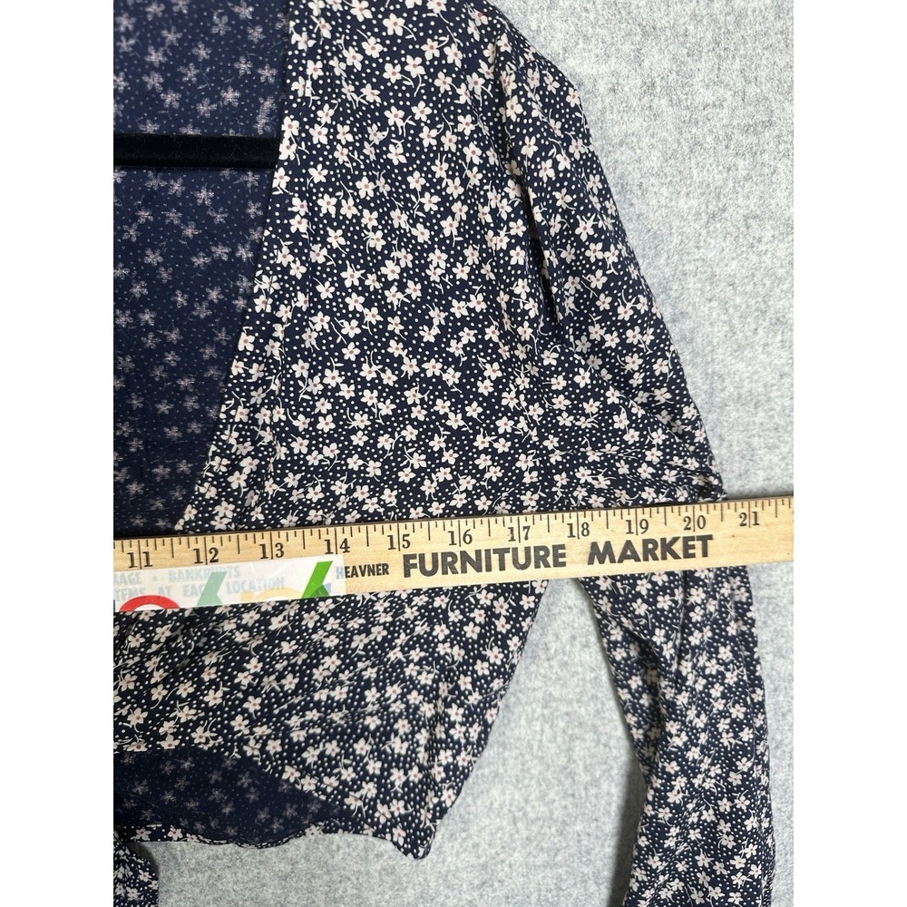 Denim & Supply Ralph Lauren Womens Top Large Blue Floral Cropped Blouse Tie - Picture 9 of 12